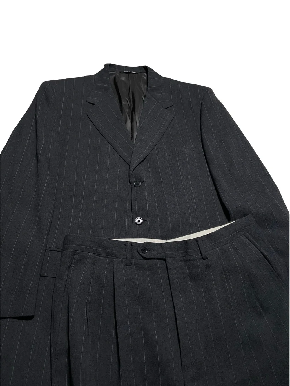 Canali Italy Gray Pinstripe Wool Suit 3 Button Blazer Trousers IT 52 US 42